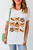 White Cute Bowknot Tanksgiving Graphic Crewneck T Shirt - Aaria Tees Aaria Tees