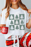White Christmas Tree Checkered Distressed Graphic Oversize Tee Aaria Tees