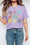 Orchid Petal Vibrant Seashell Printed Beach Vacation Casual T Shirt Aaria Tees