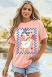 Pink America Goose 4th Of July Patriotic Flag Graphic T Shirt Aaria Tees