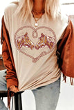 Khaki Rodeo Horse Graphic Western Cowgirl Fashion T Shirt Aaria Tees