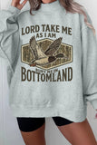 Gray Exposed Seam Mock Neck Western Print Duck Sweatshirt - Aaria Tees Aaria Tees
