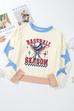 Beige BASEBALL SEASON Graphic Star Patched Game Day Sweatshirt Aaria Tees