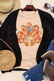 Khaki Thanksgiving Bowknot Turkey Graphic Crewneck Tee - Aaria Tees Aaria Tees