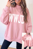 Light Pink WWJD/ AMEN Double Side Printed Mock Neck Reversible Sweatshirt - Aaria Tees Aaria Tees