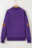 Tillandsia Purple Sequin Pumpkin Spooky Graphic Halloween Pullover Sweatshirt Aaria Tees