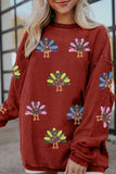 Racing Red Turkey Graphic Corded Baggy Sweatshirt Aaria Tees