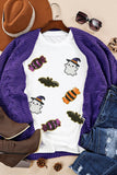 White Sequined Halloween Spirit Pattern Patched Custom Casual Tee Aaria Tees