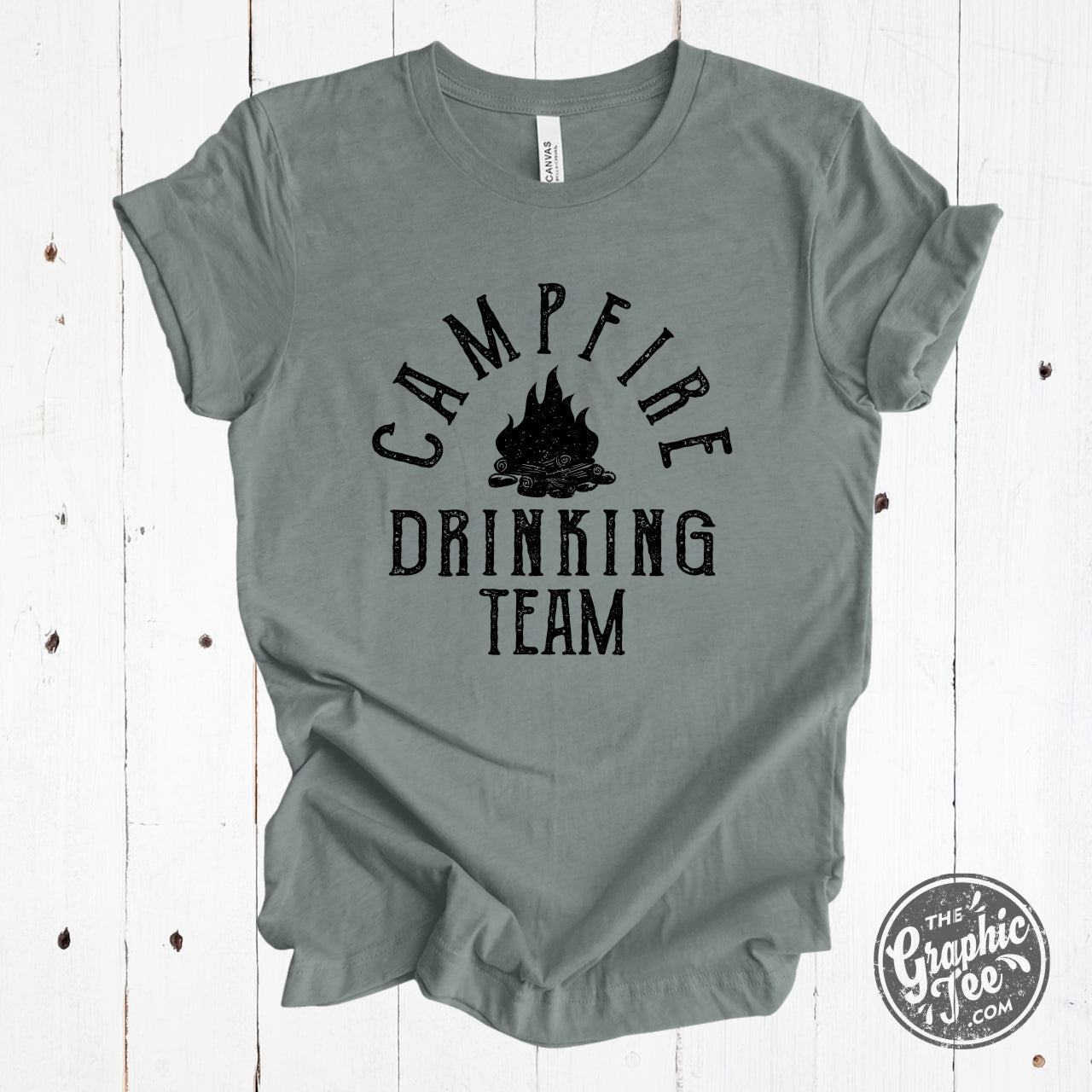 Campfire Drinking Team Heather Blue Storm Short Sleeve Tee - Aaria Tees Aaria Tees