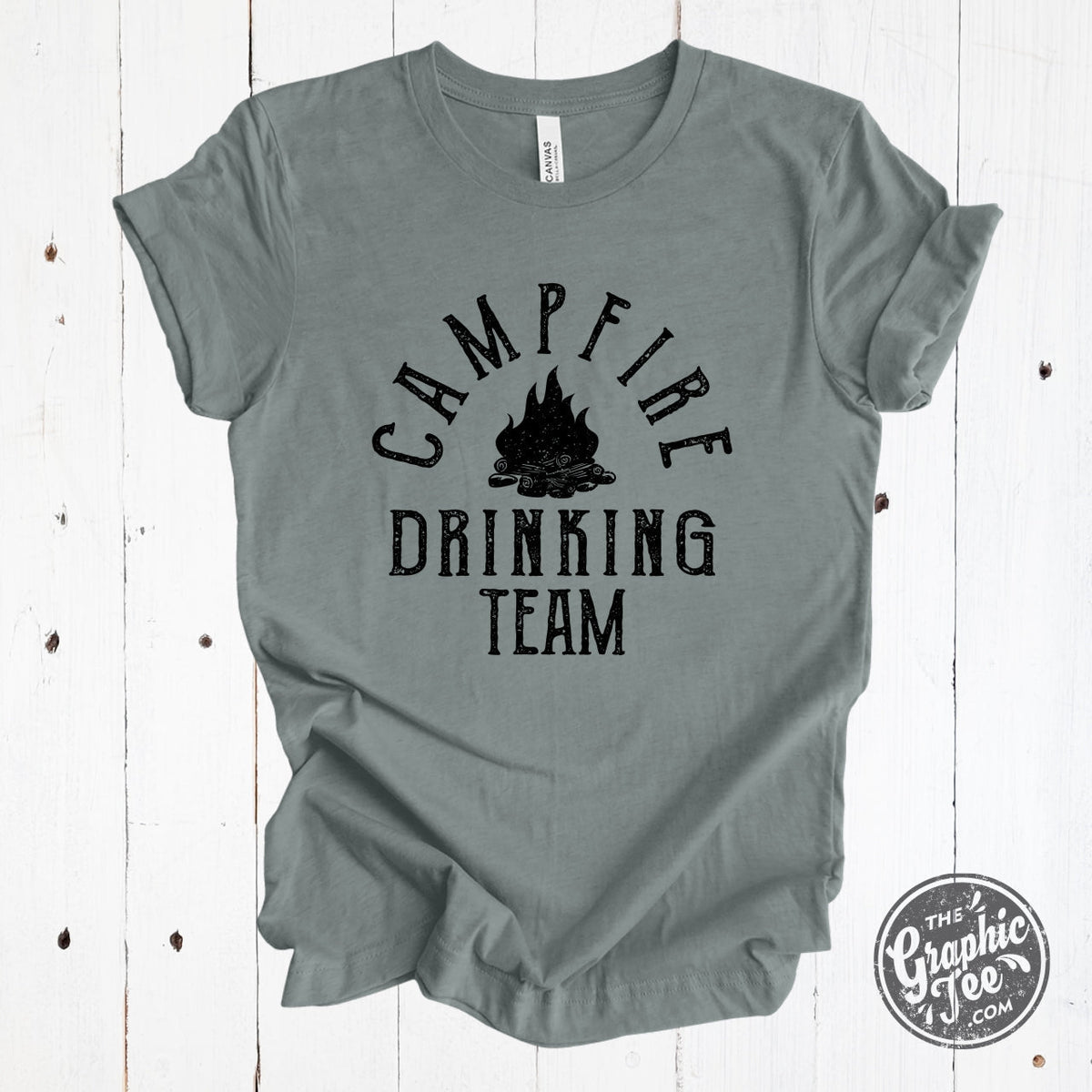 Campfire Drinking Team Heather Blue Storm Short Sleeve Tee - Aaria Tees