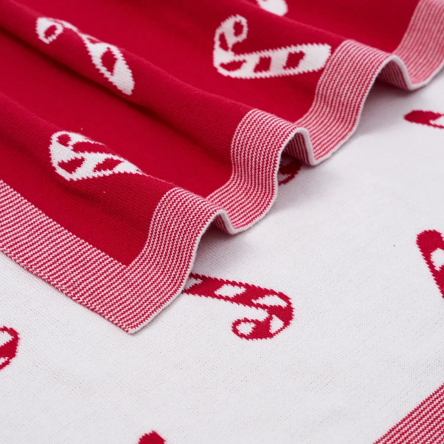 Christmas Candy Cane Jacquard Knit Baby Blanket - Aaria Tees Aaria Tees