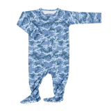 Blue Camouflage Zipper Footie Aaria Tees