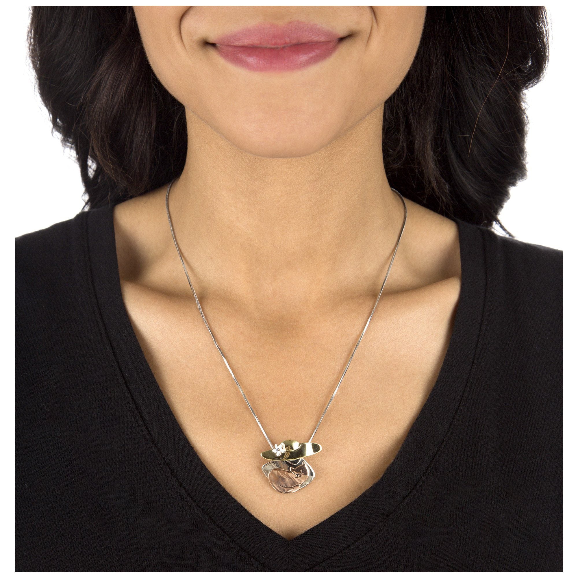 Cat Lover Mixed Metals Necklace - Aaria Tees Aaria Tees