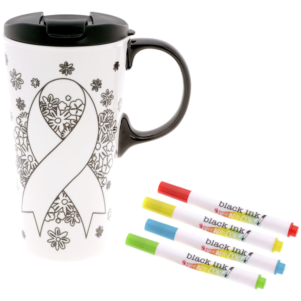 Cause Ribbon Coloring Ceramic Travel Mug - Aaria Tees