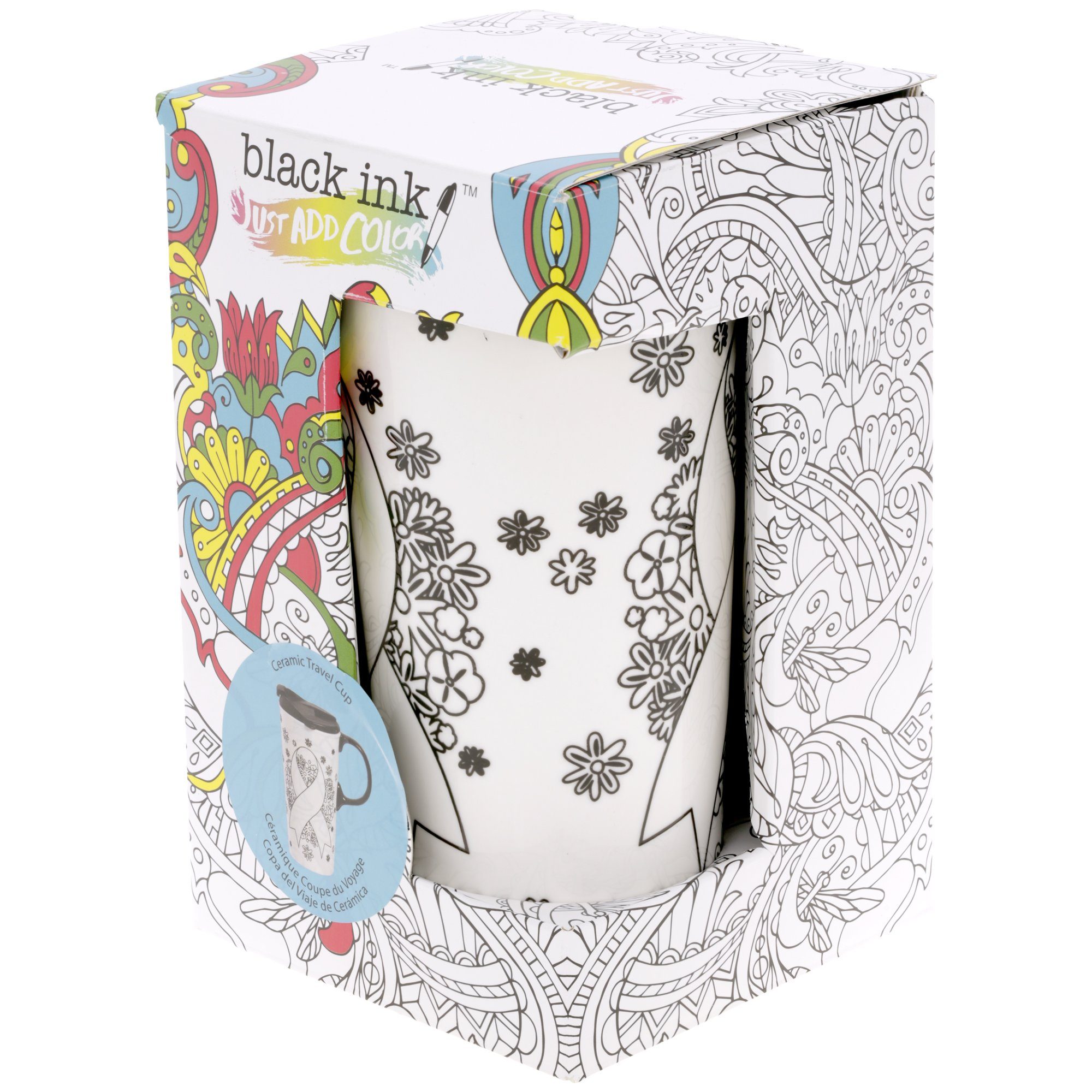 Cause Ribbon Coloring Ceramic Travel Mug - Aaria Tees Aaria Tees