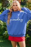 Dark Blue Reversible Gameday Football Graphic Oversized Sweatshirt - Aaria Tees Aaria Tees