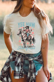 White YEE HAW State of mind Cowgirl Graphic Western Fashion Tee Aaria Tees