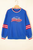 Sky Blue Abstract Racing Graphic Embroidered Patchwork Long Sleeve Sweatshirt - Aaria Tees Aaria Tees