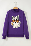 Tillandsia Purple Cute Ghost Print Pullover Mock Neck Sweatshirt Aaria Tees