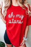 Red Oh My Stars Patriotic Slogan Graphic Tee Aaria Tees