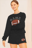 Black GAME DAY Rugby Football Graphic Pullover and Shorts Casual Outfit - Aaria Tees Aaria Tees