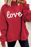 Racing Red Valentines Day Heart Love Script Reversible Printed Double Wear Mock Neck Sweatshirt - Aaria Tees Aaria Tees