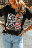 Graphic Round Neck Short Sleeve T-Shirt Aaria Tees