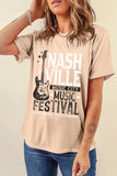 Letter Graphic Round Neck Short Sleeve T-Shirt Aaria Tees