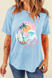 Light Blue Salty Beach Resort Vacation Surf Graphic Tee Aaria Tees