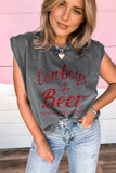Sleet Cowboy & Beer Western Graphic Mineral Wash Tank Top - Aaria Tees Aaria Tees
