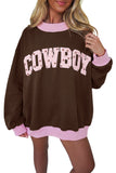 Pink Polka Dot Letter Graphic Colorblock Tunic Sweatshirt Aaria Tees
