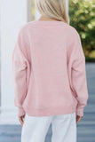 Pink Corded Love Script Graphic Baggy Sweater Aaria Tees