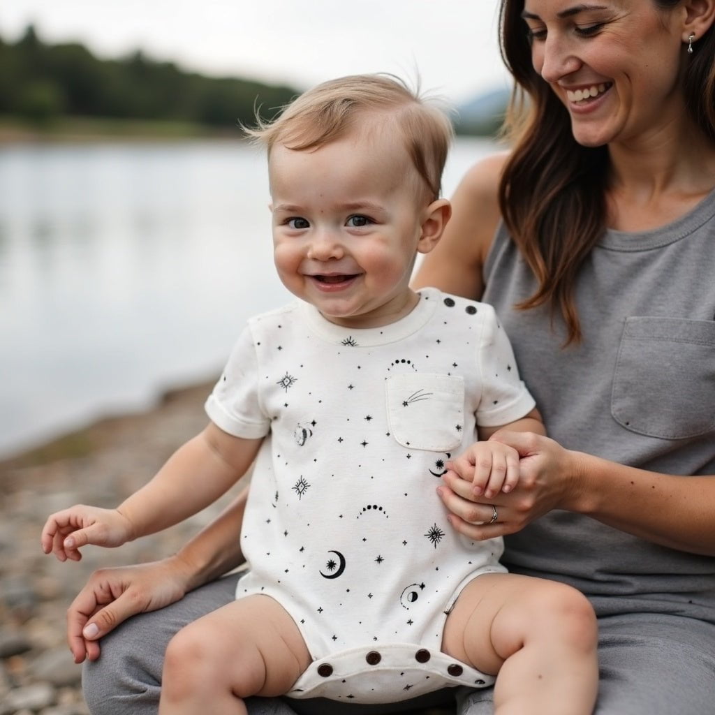 short sleeve romper | celestial - Aaria Tees Aaria Tees