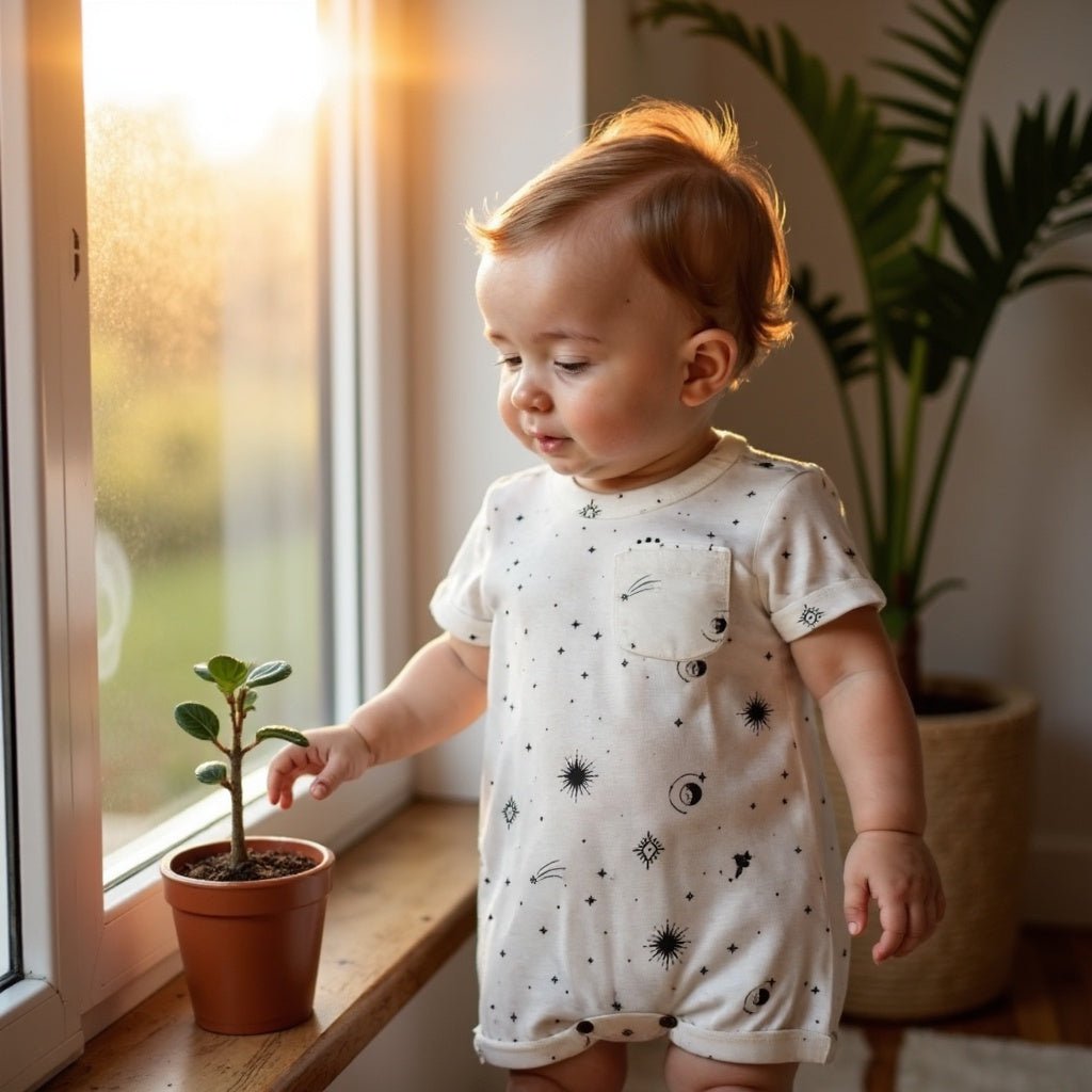short sleeve romper | celestial - Aaria Tees