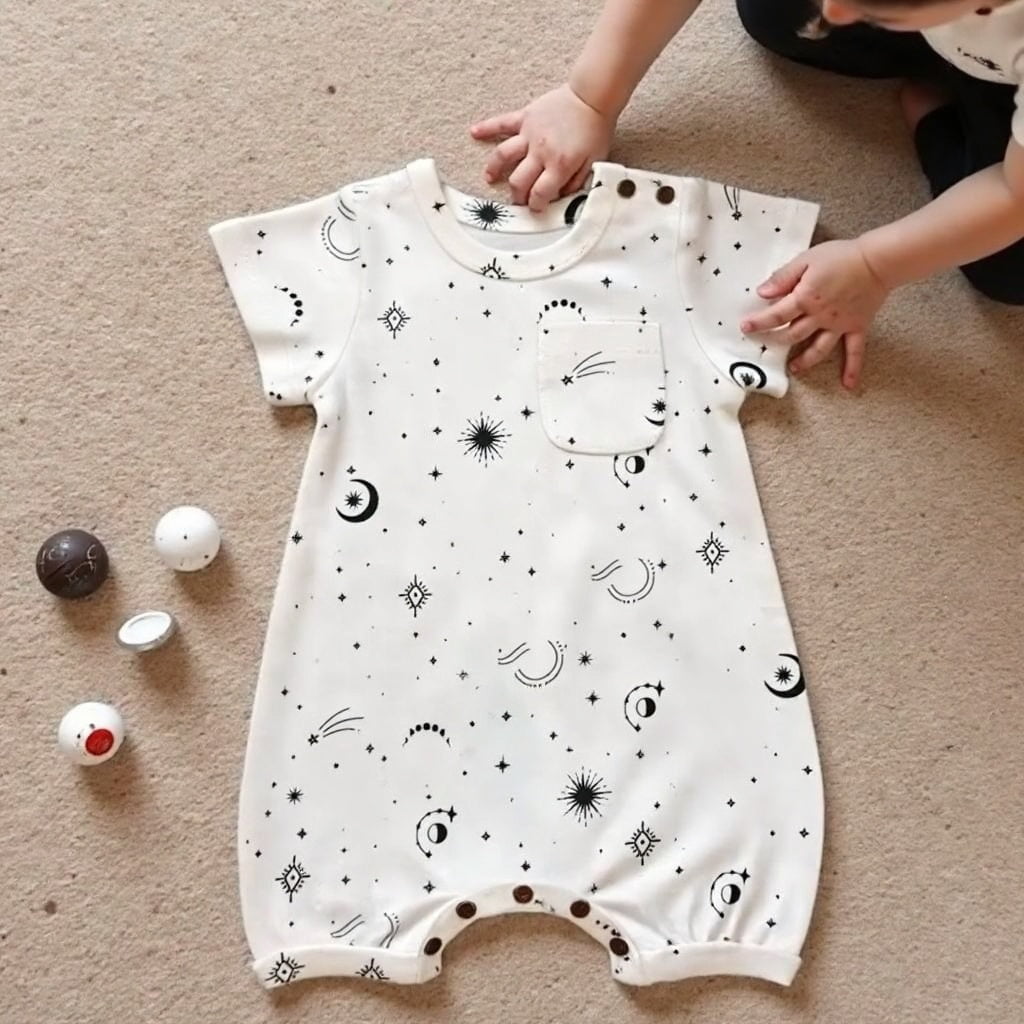 short sleeve romper | celestial - Aaria Tees Aaria Tees