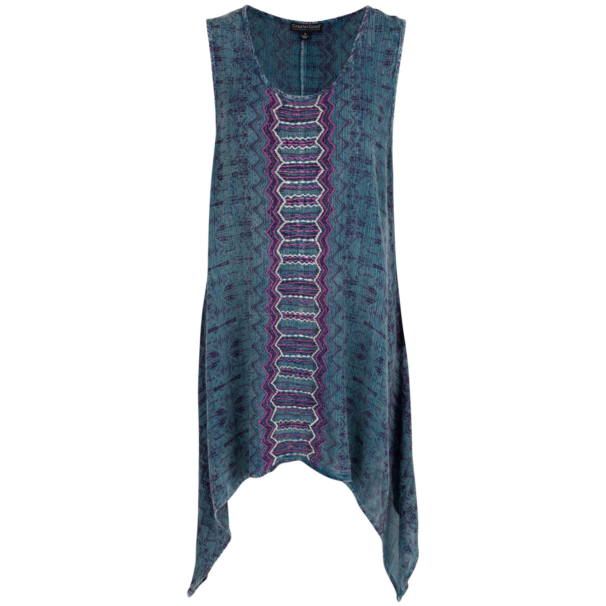 Center Lane Embroidered Sleeveless Tunic - Aaria Tees Aaria Tees