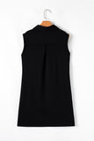 Black Sequin Patched V Neck Collared Mini Dress Aaria Tees