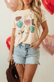 Khaki Western Fashion Valentine Graphic T-shirt - Aaria Tees Aaria Tees