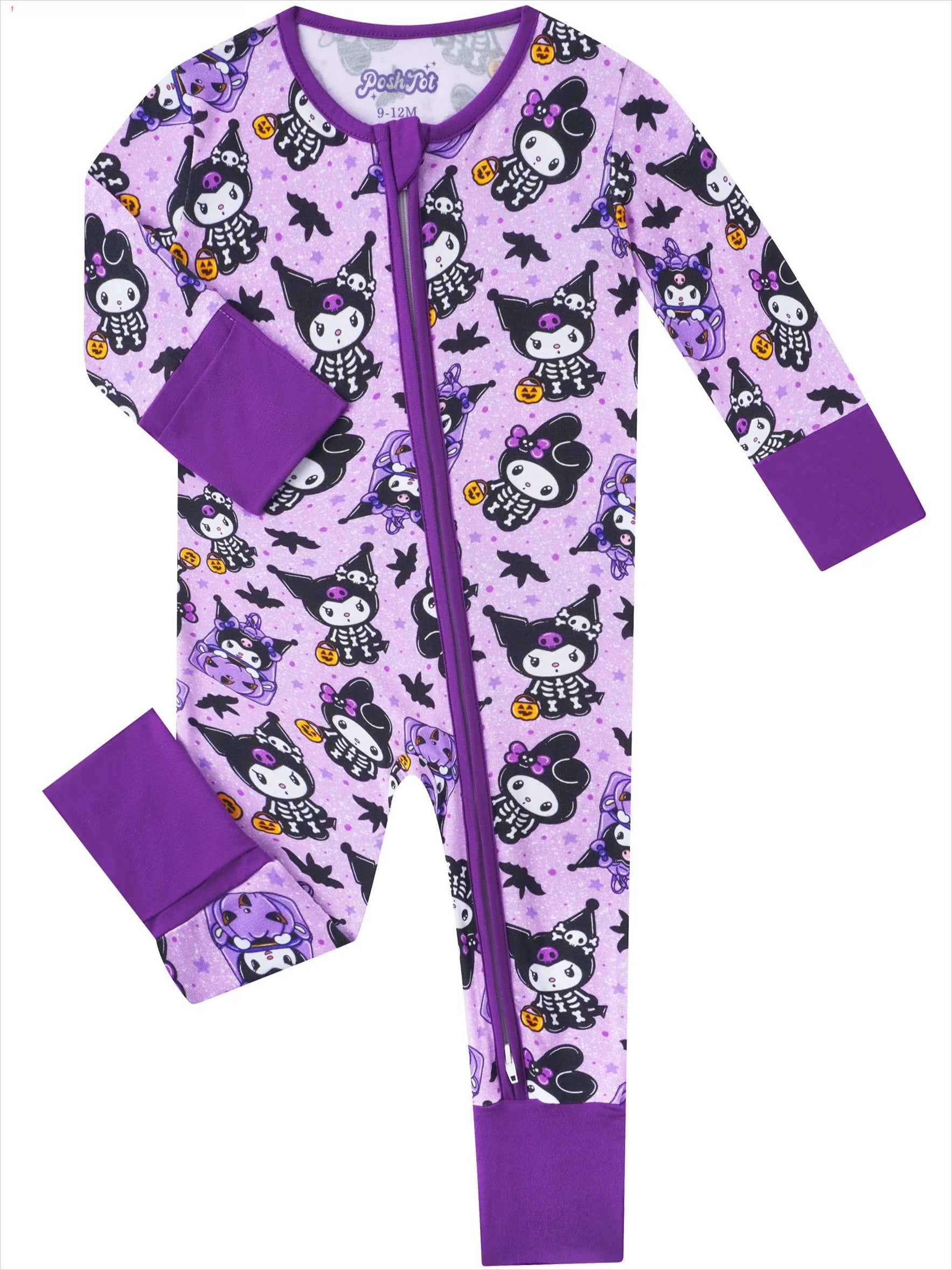 PoshTOT Sanrio Kuromi Purple Bamboo Baby Convertible Zippy Romper - Aaria Tees Aaria Tees