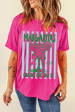 Rose Red Margaritas Made Me Do It Striped Graphic Beach Vacation Tee Aaria Tees