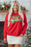 Red Merry Christmas Crewneck Drop Shoulder Loose Sweatshirt - Aaria Tees Aaria Tees