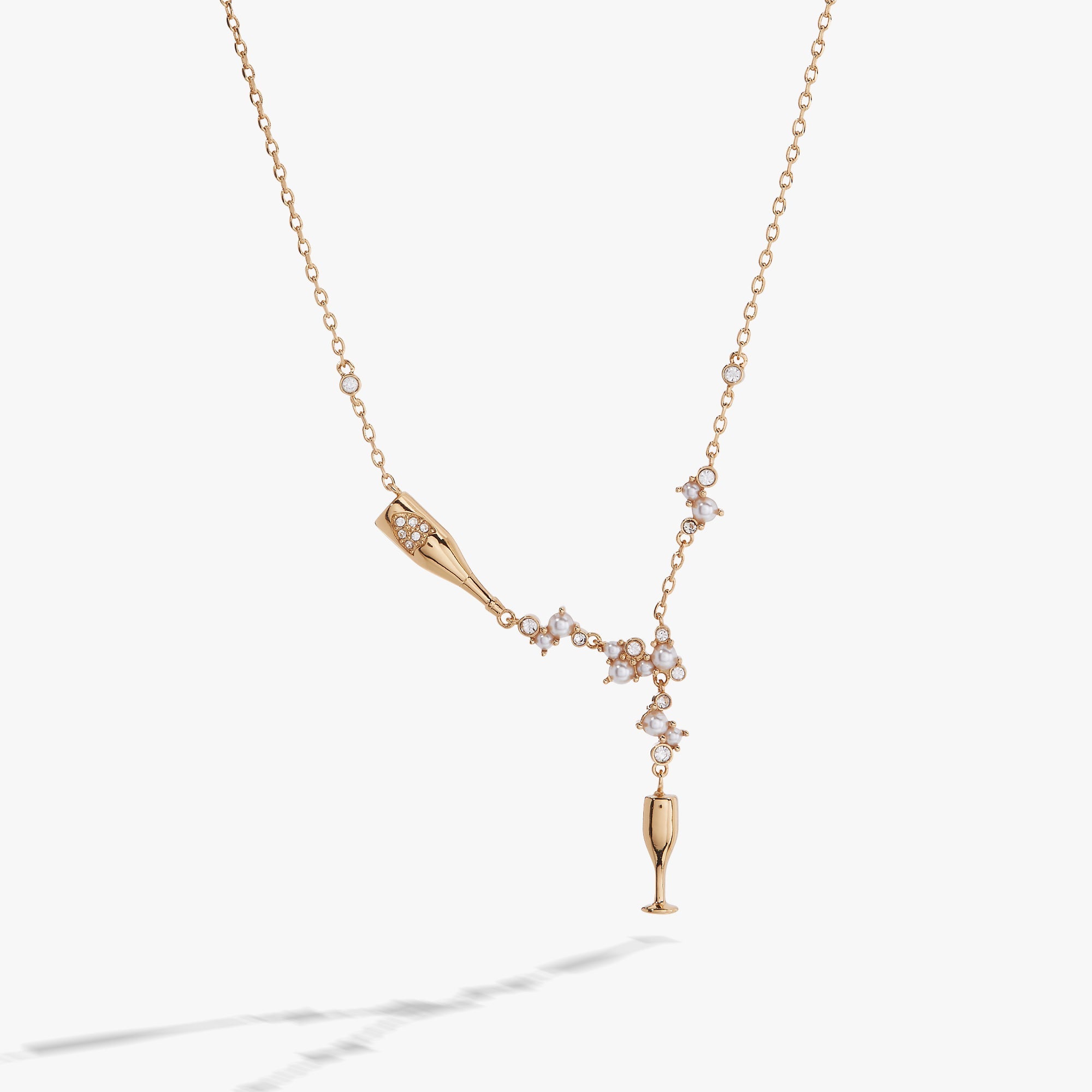 Champagne Pearl & Crystal Pendant Necklace - Aaria Tees Aaria Tees