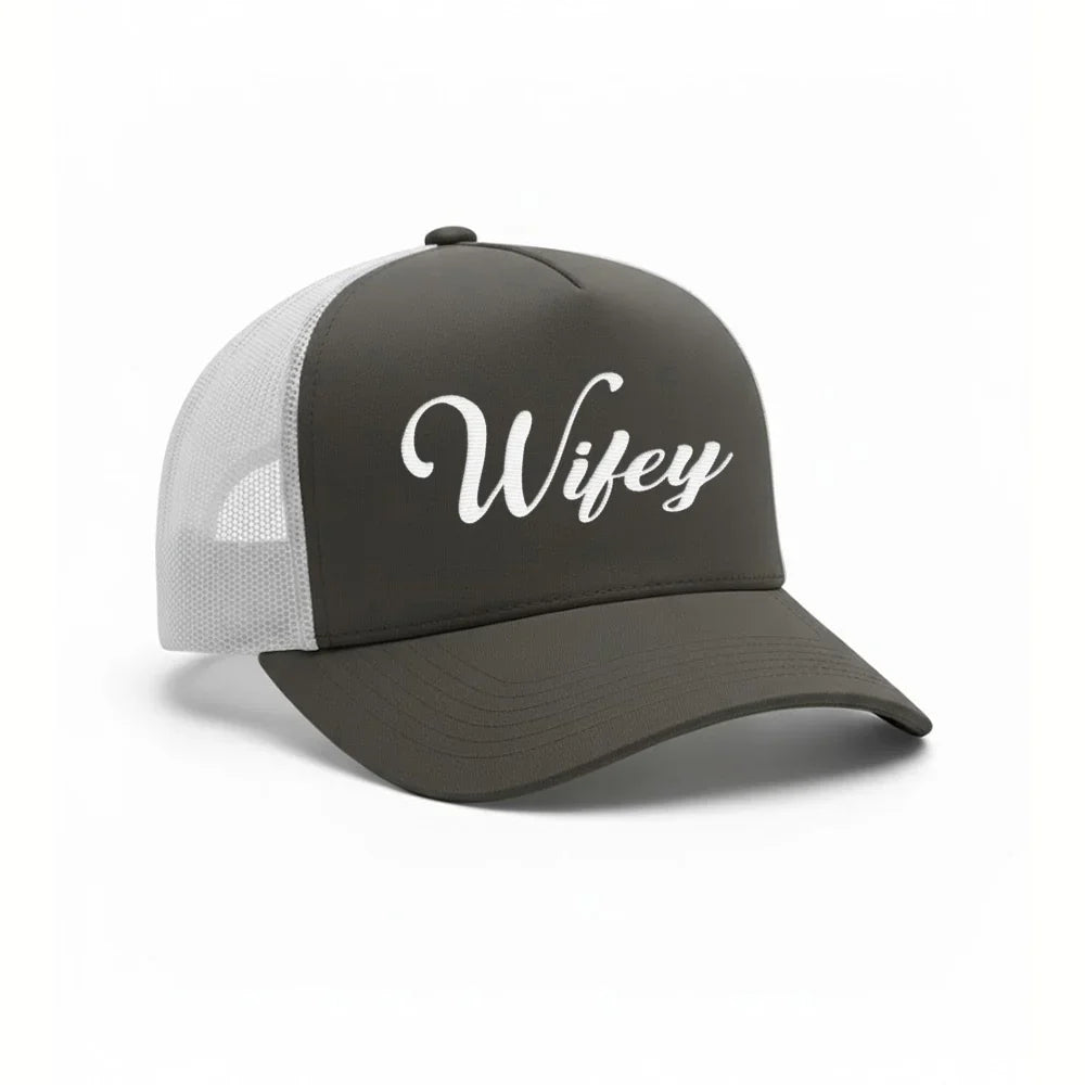 Embroidered Wifey Trucker Hat – Classic Mesh Cap for Wedding or Anniversary - Aaria Tees Aaria Tees