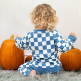 Checker Moody Blue Crew Neck Jogger Set Aaria Tees