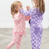 Checker Purple Haze Crew Neck Jogger Set Aaria Tees