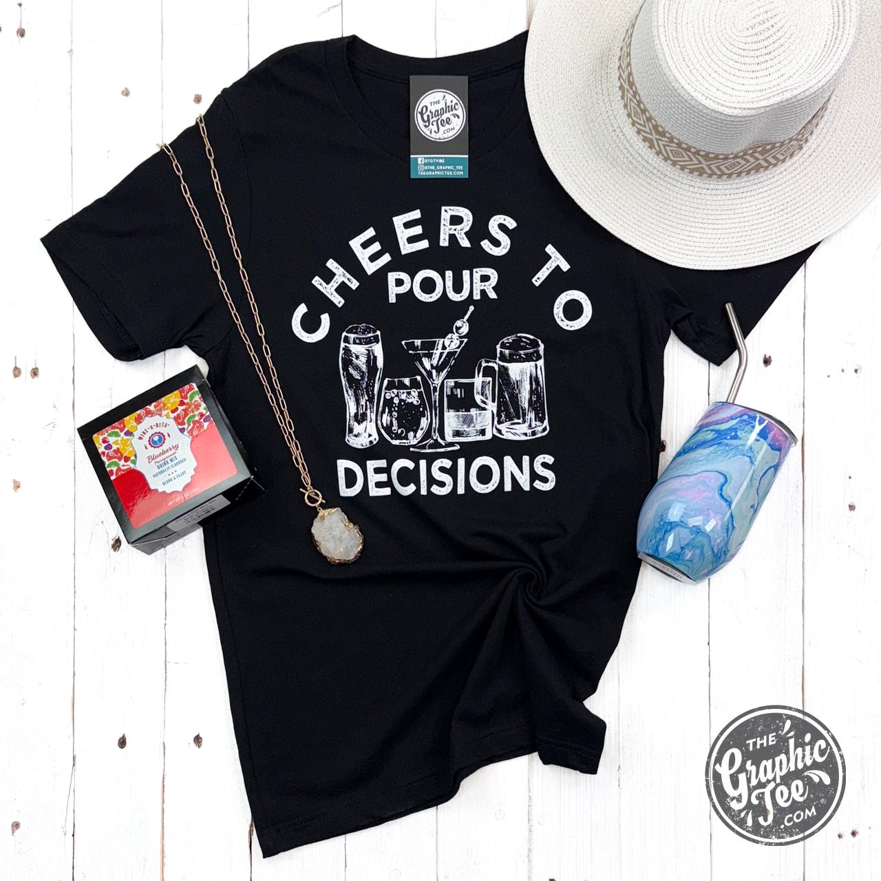 Cheers to Pour Decisions Short Sleeve Tee - Aaria Tees Aaria Tees