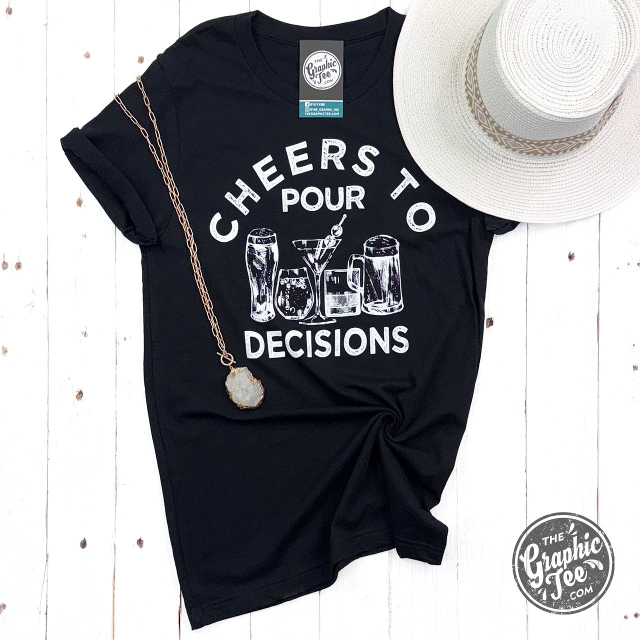 Cheers to Pour Decisions Short Sleeve Tee - Aaria Tees Aaria Tees