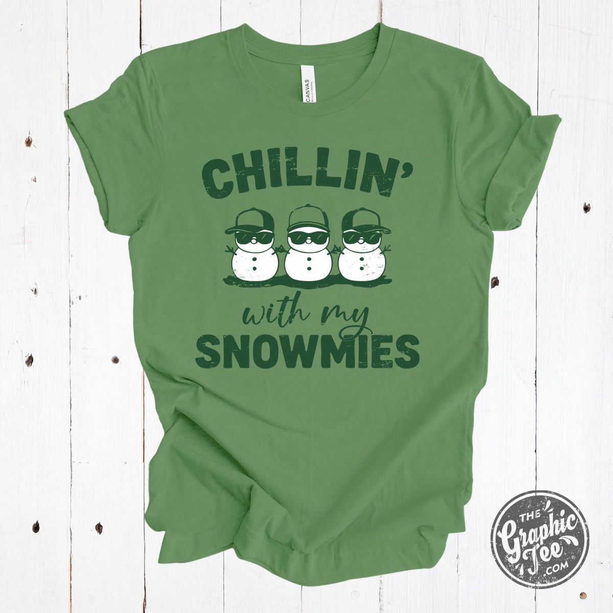 Chillin' With My Snowmies Leaf Short Sleeve Graphic Tee - Aaria Tees