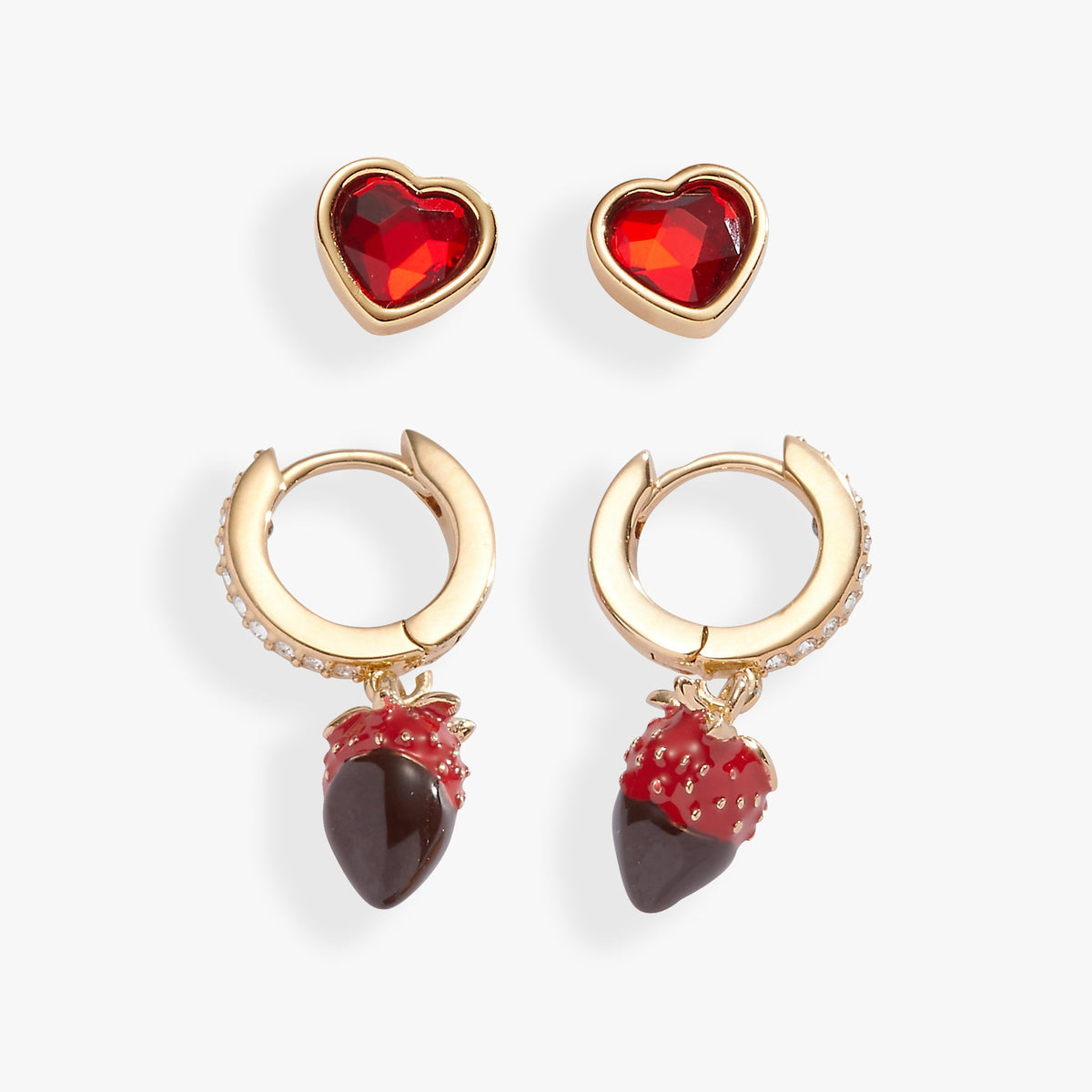 Chocolate-Covered Strawberry Earrings Set of 2 - Aaria Tees
