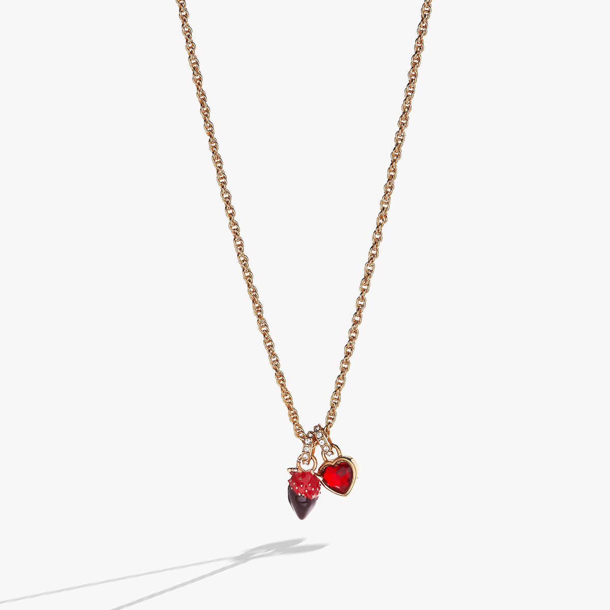 Chocolate-Covered Strawberry Duo Charm Pendant Necklace - Aaria Tees